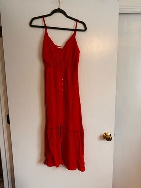 Lush Red Spaghetti Strap Maxi Dress